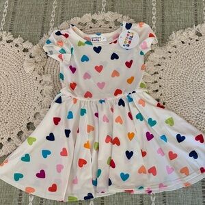 2T Dot Dot Smile White Dress with Multicolor Heart Print NWT